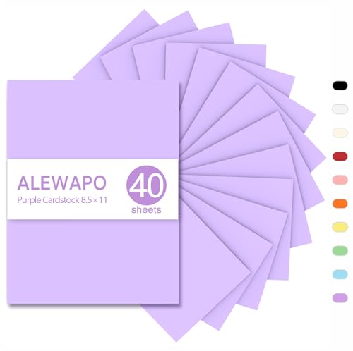 ALEWAPO Violetter Karton, 8,5 x 11 cm, dickes Papier, 40 Blatt, dickes Papier 29,5 kg/180 g/m², Karton-Druckerpapier 8,5 x 11, lila Karton für Einladungen, Speisekarten, Hochzeit, DIY-Karten ALEWAPO Violetter Karton, 8,5 x 11 cm, dickes Papier, 40 Blatt, dickes Papier 29,5 kg/180 g/m², Karton-Druckerpapier 8,5 x 11, lila Karton für Einladungen, Speisekarten, Hochzeit, DIY-Karten von ALEWAPO