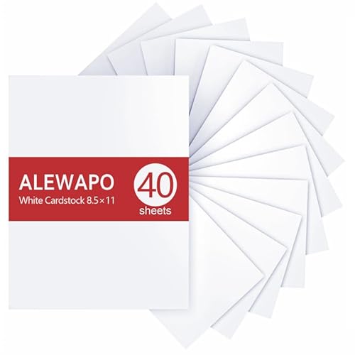 ALEWAPO Weißer Karton, 8,5 x 11 cm, dickes Papier, 40 Blatt, dickes Papier 29,5 kg/180 g/m², Karton-Druckerpapier 8,5 x 11, weißer Karton für Einladungen, Speisekarten, Hochzeit, DIY-Karten ALEWAPO Weißer Karton, 8,5 x 11 cm, dickes Papier, 40 Blatt, dickes Papier 29,5 kg/180 g/m², Karton-Druckerpapier 8,5 x 11, weißer Karton für Einladungen, Speisekarten, Hochzeit, DIY-Karten von ALEWAPO