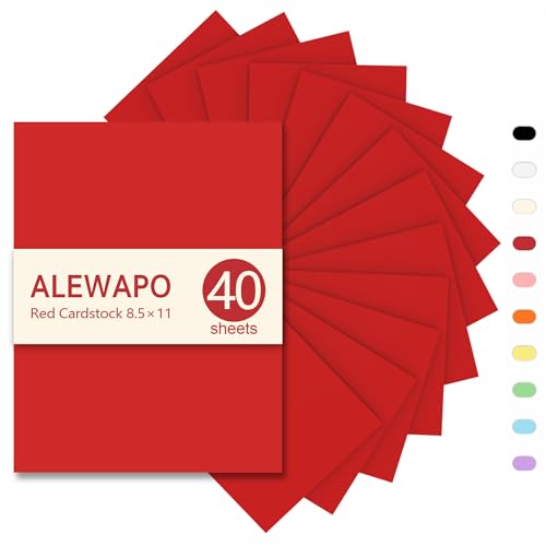 Roter Karton, 8,5 x 11 cm, dickes Papier, 40 Blatt, dickes Papier 29,5 kg/180 g/m², roter Karton, Druckerpapier 8,5 x 11, ALEWAPO Karton für Weihnachten, Einladungen, Speisekarten, Hochzeit, Handwerk Roter Karton, 8,5 x 11 cm, dickes Papier, 40 Blatt, dickes Papier 29,5 kg/180 g/m², roter Karton, Druckerpapier 8,5 x 11, ALEWAPO Karton für Weihnachten, Einladungen, Speisekarten, Hochzeit, Handwerk von ALEWAPO