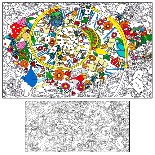 Alex Art, Riesiges Malposter – Alice im Wunderland extragroßes Malblatt – super riesige Malposter für Kinder und Erwachsene – Tischboden, große Malseite – Wandgröße, Jumbo-Malbögen Alex Art, Riesiges Malposter – Alice im Wunderland extragroßes Malblatt – super riesige Malposter für Kinder und Erwachsene – Tischboden, große Malseite – Wandgröße, Jumbo-Malbögen von ALEX Art