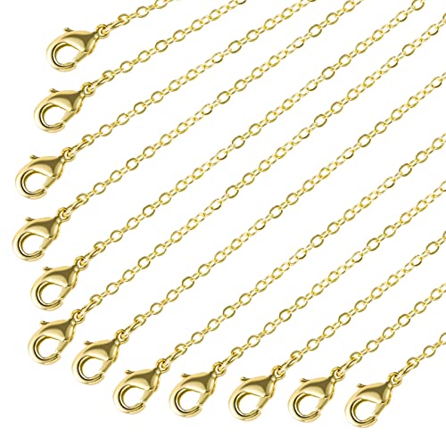 12 Stück 14 Karat echtvergoldete massive Messing-Kette, dünne O-Kette, 1 mm, fertige Kette für Schmuckherstellung, Größe 40,6 cm + 5,1 cm Verlängerung 12 Stück 14 Karat echtvergoldete massive Messing-Kette, dünne O-Kette, 1 mm, fertige Kette für Schmuckherstellung, Größe 40,6 cm + 5,1 cm Verlängerung von ALEXCRAFT