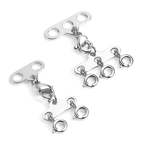 2 Stück Ketten Layering Verschluss - Silberne 2/3 Stränge Federverschluss Separator, Geschichtete Armbänder Halskettenverbinder, DIY Mehrsträngige Schmuck Kette Verschluss Stapelbare 2 Stück Ketten Layering Verschluss - Silberne 2/3 Stränge Federverschluss Separator, Geschichtete Armbänder Halskettenverbinder, DIY Mehrsträngige Schmuck Kette Verschluss Stapelbare von ALEXCRAFT