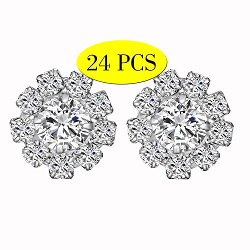 24 Stück Strass Knopf Silber Kristall Perlen Strass Blume Brautstrauß für Schmuckherstellung Hochzeitsdekoration von ALEXCRAFT