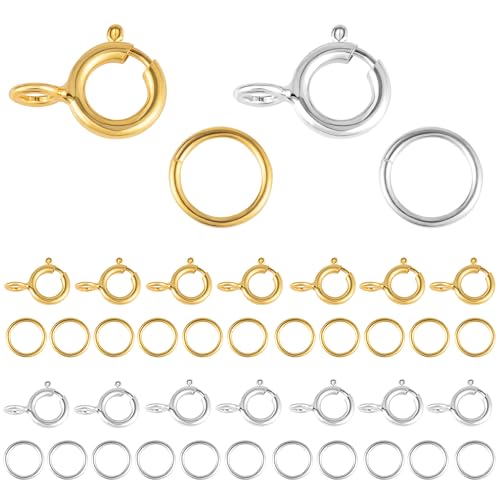 40 Stück Sterling Silber 925 Kettenverschluss Federverschlüsse, 20 Stück Federschnalle mit 20 Stück Offenen Biegeringe für Armbänder Halskette Verlängerungskette Schmuckherstellung (Silber, Gold) 40 Stück Sterling Silber 925 Kettenverschluss Federverschlüsse, 20 Stück Federschnalle mit 20 Stück Offenen Biegeringe für Armbänder Halskette Verlängerungskette Schmuckherstellung (Silber, Gold) von ALEXCRAFT