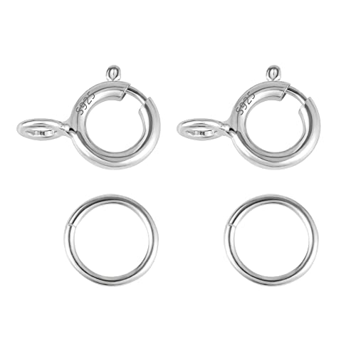 40 Stück Sterling Silber 925 Kettenverschluss Federverschlüsse Biegeringe, Silber Federschnalle mit Offenen Biegeringe für Armbänder Halskette Verlängerungskette Schmuckherstellung (5mm) von ALEXCRAFT