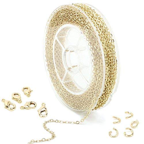 ALEXCRAFT 10 Meter Gold Gliederkette Schmuckherstellung Kette Überzogene Halskette Kabel Kette Metallkette mit 50 Sprung Ringe und 20 Karabinerverschlüsse für Schmuck Herstellung ALEXCRAFT 10 Meter Gold Gliederkette Schmuckherstellung Kette Überzogene Halskette Kabel Kette Metallkette mit 50 Sprung Ringe und 20 Karabinerverschlüsse für Schmuck Herstellung von ALEXCRAFT