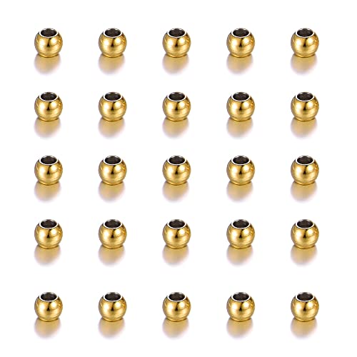 ALEXCRAFT Perlen zum Auffädeln, 200 Stk Metallperlen Quetschperlen Perlen für Armbänder Halskette DIY Schmuckherstellung (3 mm) Gold von ALEXCRAFT
