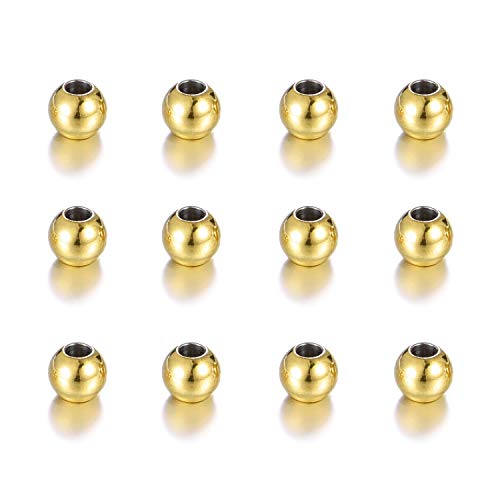 ALEXCRAFT Perlen zum Auffädeln, 200 Stk Metallperlen Quetschperlen Perlen für Armbänder Halskette DIY Schmuckherstellung (4 mm) Gold von ALEXCRAFT