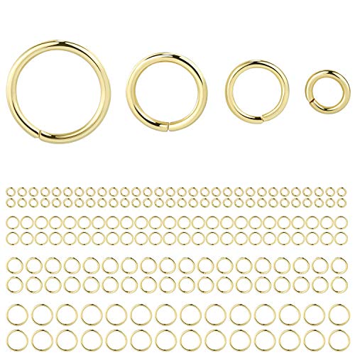 ALEXCRAFT 900 Stück Multipack Biegeringe Gold Offene Ringe Verbindungsringe für Schmuckherstellung Ketten Halskette Schmuckzubehör Sprung Ring 4 6 7 8 10mm von ALEXCRAFT