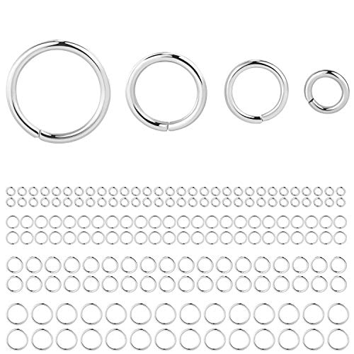 ALEXCRAFT 900 Stück Multipack Biegeringe Silber Offene Ringe Verbindungsringe für Schmuckherstellung Ketten Halskette Schmuckzubehör Sprung Ring 4 6 7 8 10mm von ALEXCRAFT