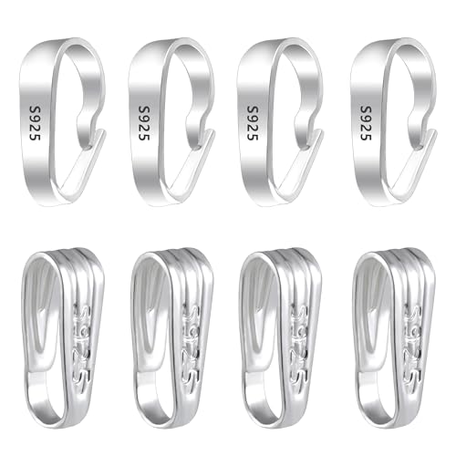 ALEXCRAFT Anhängerschlaufe Ösen, 8 Stück Sterling Silber 925 Anhänger Ösen Anhängerschlaufe Kettenanhänger Ösen Pinch Bails Clips Collierschlaufen Anhängeröse Verbinder Schmuckherstellung von ALEXCRAFT