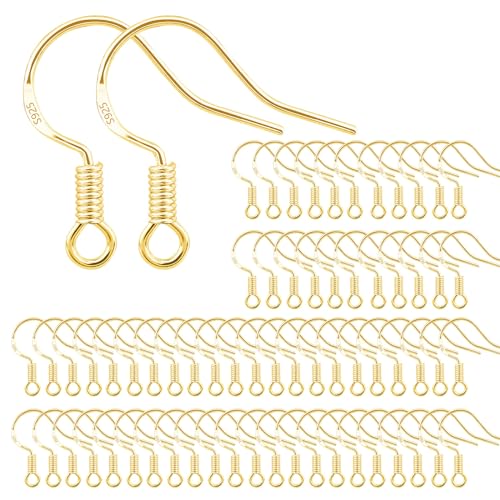 ALEXCRAFT Gold Ohrringe Machen Set Ohrring Haken 925 Sterling Silber für DIY Ohrhänger Schmuckherstellung Ohring Zubehör 100 Stück ALEXCRAFT Gold Ohrringe Machen Set Ohrring Haken 925 Sterling Silber für DIY Ohrhänger Schmuckherstellung Ohring Zubehör 100 Stück von ALEXCRAFT