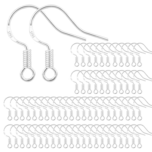 ALEXCRAFT Silber Ohrringe Selber Machen Set Ohrring Haken 925 Sterling Silber für DIY Ohrhänger Schmuckherstellung Ohring Zubehör 100 Stück von ALEXCRAFT