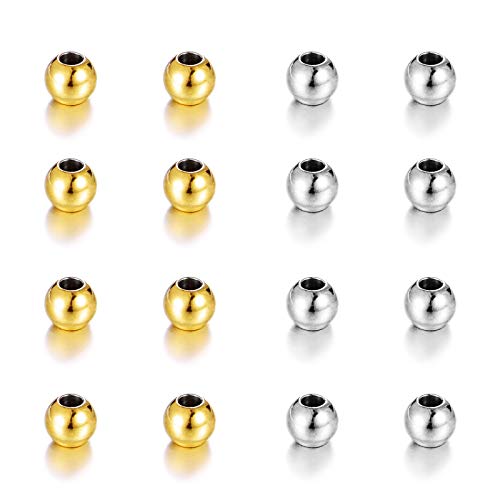 ALEXCRAFT Perlen zum Auffädeln, 200 Stk Metallperlen Quetschperlen Perlen für Armbänder Halskette DIY Schmuckherstellung (4 mm) von ALEXCRAFT