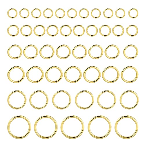 ALEXCRAFT Biegeringe Gold, 60 Stück Multipack 925 14 Vergoldet Biegeringe Offene Ringe Gold Verbindungsringe für Schmuckherstellung Ketten Halskette Gold Offene Sprung Ring 4 5 6 7 8 10mm von ALEXCRAFT