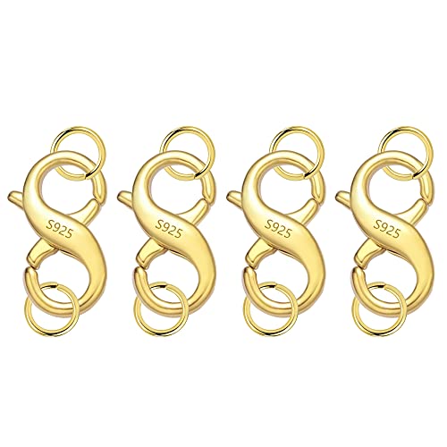 ALEXCRAFT Doppel Kettenverschluss Gold, Doppelter Hummerschere Spaltring Set Schmuckverschluss 925 Karabinerverschluss Groß Sprungring 14K Vergoldet Verschluss für Ketten Halskette Schmuckherstellung ALEXCRAFT Doppel Kettenverschluss Gold, Doppelter Hummerschere Spaltring Set Schmuckverschluss 925 Karabinerverschluss Groß Sprungring 14K Vergoldet Verschluss für Ketten Halskette Schmuckherstellung von ALEXCRAFT