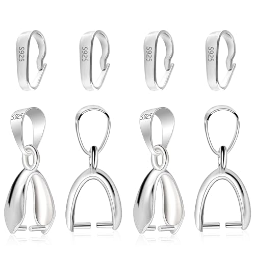 Schmuck Anhänger Ösen, ALEXCRAFT 8 Stück Sterling Silber 925 Kettenverschluss Anhängeröse Kettenanhänger Ösen Clips Collierschlaufen Verbind Armband Verschluss Anhängerschlaufe Schmuckherstellung von ALEXCRAFT