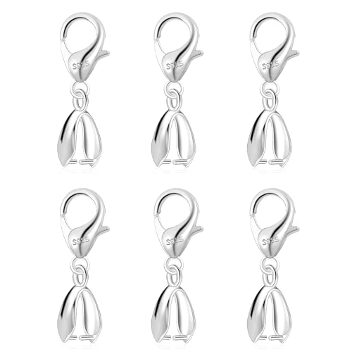 Sterling Silber 925 Anhänger Ösen, ALEXCRAFT 6 Stück Collierschlaufen Sterling Silber Anhängeröse Kettenverschluss Kettenanhänger Clips Anhängerschlaufe Ösen Halsketten Schmuck Karabiner Verschluss von ALEXCRAFT