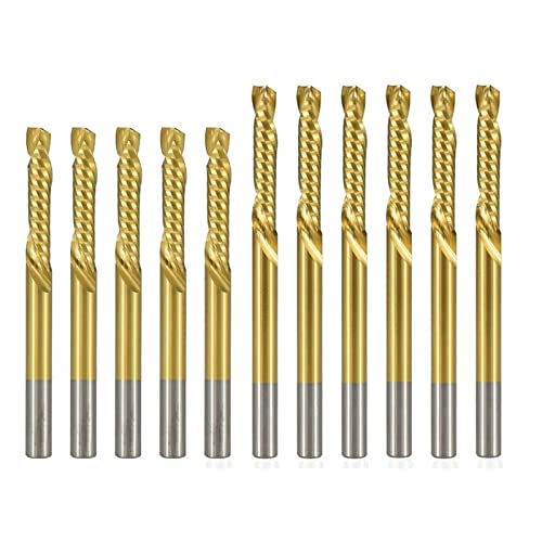 ALEYHA 3,175-mm-Schaft, Titanbeschichteter CNC-Fräser, Einschneidig, Hartmetall-Schaftfräser, Spiralfräser,3,175 X 32 X 65 Mm von ALEYHA