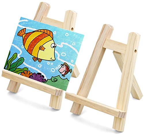 2 Stück Mini Staffelei Holz Kleine Staffelei Kleine Tischstaffelei Deko Holzstaffelei für Tischplatte Tischkalender Bilderrahmen Halterung Display, Visitenkarten, Fotoalben, Malhandwerk - 20.5x15 cm von ALFFREUDE