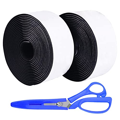 Klettband Selbstklebend Flauschband und Hakenband 5M x 5CM Klettverschluss Klettstreifen Extra Stark Doppelseitig Klebende mit der Schere für Zuhause, Küche, Büro (Schwarz) von ALFFREUDE