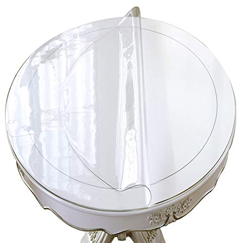 ALGFree Tischfolie Schutzfolie Folie Wasserdicht PVC Transparent Schneidbar Weiches Glas Dicke 1,0/1,5/2 cm Tischdecke, Runden (2.0mm,Diameter-140CM) von ALGFree