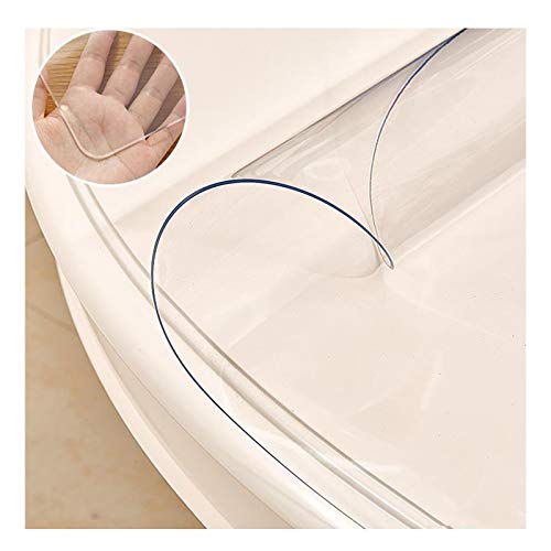 ALGFree Tischschutz Runde Tischdecke Bürostuhlunterlage 1,5 Mm, 2 Mm, 3 Mm Runde Tischdecke Aus PVC-Kunststoff Wasser- Und Ölbeständig Transparente Runde Tischdecke (1.5mm,Circle Diameter 90cm) von ALGFree