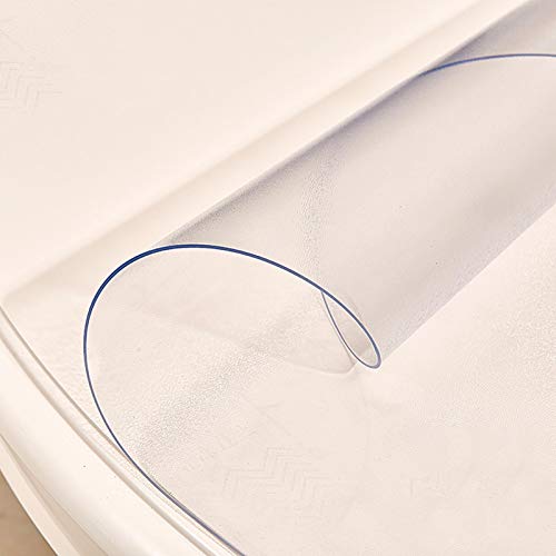 ALGFree Wasserdicht Tischschutz Dauerhaft Schneidbar PVC Weiches Glas Tischdecke Zum Küche Schrank Schreibtisch, Matt, Anpassbar (1.5mm,Diameter-80CM) von ALGFree