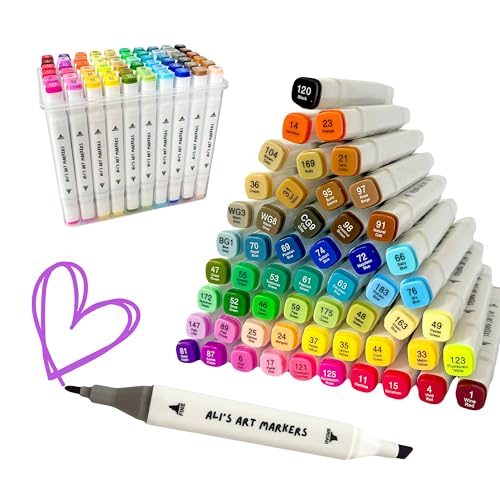 ALI'S ART MARKERS, Dual Tip Double Ended Marker 60 Colors Clear Plastic Storage Case Drawing Sketching von ALI'S ART MARKERS