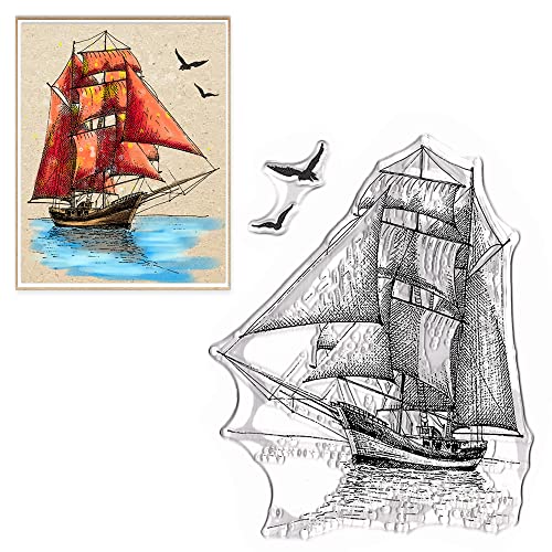 ALIBBON Bootshintergrund Klare Stempel für Kartenherstellung und Fotoalbum Dekorationen, Segelboot Briefmarken, Meeresboot Möwe Landschaft Transparente Silikonstempel für Basteln und DIY Scrapbooking ALIBBON Bootshintergrund Klare Stempel für Kartenherstellung und Fotoalbum Dekorationen, Segelboot Briefmarken, Meeresboot Möwe Landschaft Transparente Silikonstempel für Basteln und DIY Scrapbooking von ALIBBON