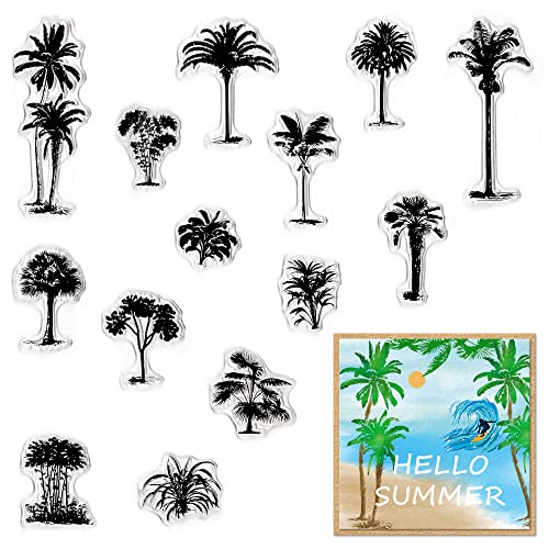 ALIBBON Transparente Stempel für Kartenherstellung und Fotoalben, Dekorationen, Kokospalmen, Palmen, Sommerstempel, verschiedene Bäume, transparente Silikon-Gummistempel für Bastelarbeiten und ALIBBON Transparente Stempel für Kartenherstellung und Fotoalben, Dekorationen, Kokospalmen, Palmen, Sommerstempel, verschiedene Bäume, transparente Silikon-Gummistempel für Bastelarbeiten und von Alibbon