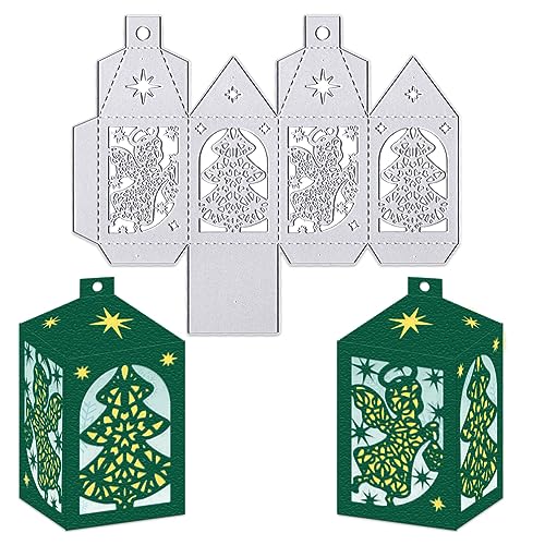 ALIBBON Weihnachtsbox-Stanzformen für Kartenherstellung, Weihnachtsbaum-Engel-Box, Stanzschablonen, Metallvorlagenformen, Weihnachts-Süßigkeitenbox-Stanzformen zum Basteln, Basteln, Fotoalbum, von ALIBBON