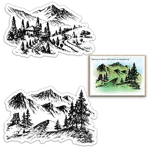 Transparente Stempel aus Silikon, Motiv: Bergbaum, Wald, Baumhütte, Hütte, Landschaft, transparent, für Kartengestaltung, Fotoalbum, Dekorationen und DIY Scrapbooking Transparente Stempel aus Silikon, Motiv: Bergbaum, Wald, Baumhütte, Hütte, Landschaft, transparent, für Kartengestaltung, Fotoalbum, Dekorationen und DIY Scrapbooking von Alibbon