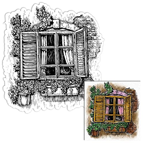 Transparente Stempel für Holzfenster, geöffnetes Fenster mit Blumen, Blättern, Pflanzen, transparente Stempel, Silikon-Gummi, für Kartenherstellung, Fotoalbum, Dekorationen und DIY Scrapbooking Transparente Stempel für Holzfenster, geöffnetes Fenster mit Blumen, Blättern, Pflanzen, transparente Stempel, Silikon-Gummi, für Kartenherstellung, Fotoalbum, Dekorationen und DIY Scrapbooking von Alibbon