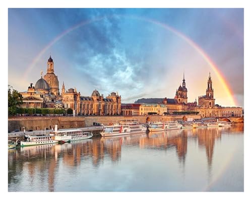 ALIEDA DIY 5D Diamant Gemälde Voller Bohrer, Diamond Painting Set, Strass Stickerei Kreuzstich Kits Basteln Leinwand Home Decor Geschenk -Dresden, Deutschland(40x60cm) von ALIEDA
