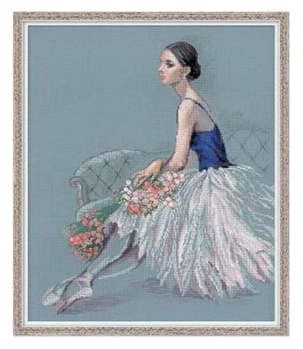 ALIEDA Kreuzstich Druck Kit 11Ct vorgedruckt Kreuzstich Starter Muster für Anfänger, Kinder oder Erwachsene, Stickerei Needlepoint Kit, Ballerina(50x70cm) von ALIEDA