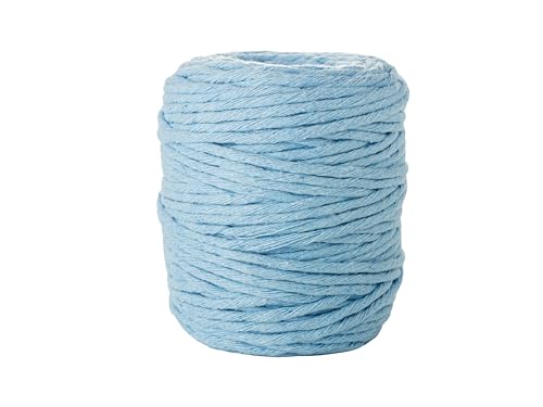 Makramee Garn 5 mm 100% Baumwolle Hellblau – Makramee Kordel Weich und Leicht zu Bedienen – Baumwollkordel ideal für DIY-Bastelprojekte - 21-Strang-Bindung, Länge 100 m von ALIGA