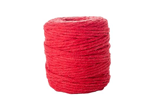 Makramee Garn 5 mm 100% Baumwolle Rot – Makramee Kordel weich und leicht zu bedienen – Baumwollkordel ideal für DIY-Bastelprojekte - 21-Strang-Bindung, Länge 100 m von ALIGA
