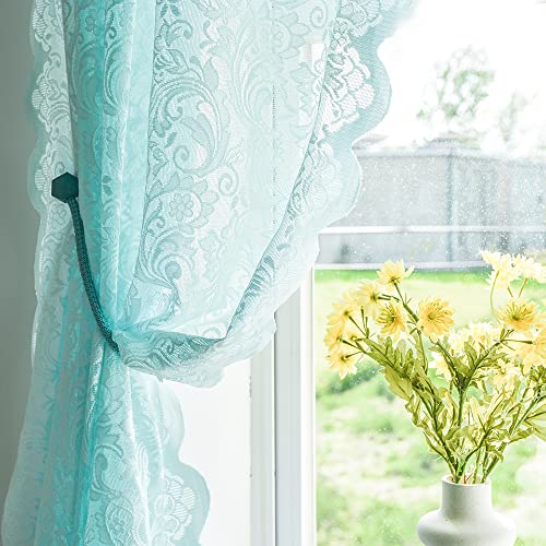 ALIGOGO Vorhänge für Schlafzimmer – Spitze, durchscheinend, Meerschaum-Design, 160 cm Länge, für Baby-Schlafzimmer, Tunnelzug, Ozean, Küste, Strand, Sommerdekoration, 1 Paar, Mintgrün ALIGOGO Vorhänge für Schlafzimmer – Spitze, durchscheinend, Meerschaum-Design, 160 cm Länge, für Baby-Schlafzimmer, Tunnelzug, Ozean, Küste, Strand, Sommerdekoration, 1 Paar, Mintgrün von ALIGOGO