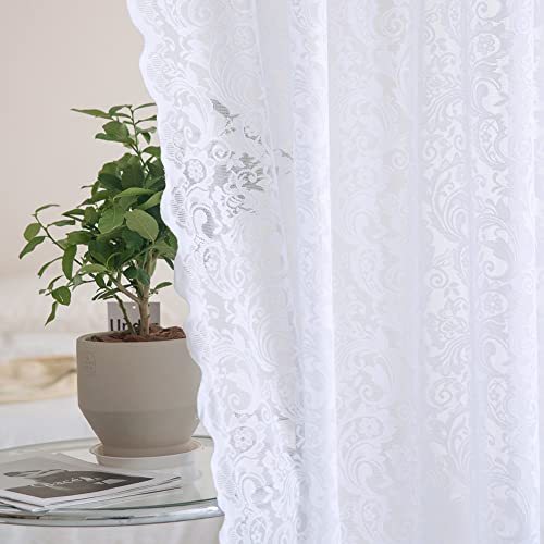 Aligogo, Spitzen-Kurzgardinen, 114 cm lang, Vintage-Küchenvorhänge in Weiß mit Sichtschutz, aus dichter Blumenspitze, für kleine Fenster; kurze Vorhänge mit Stangendurchzug, 2er-Set, 132 x 114 cm Aligogo, Spitzen-Kurzgardinen, 114 cm lang, Vintage-Küchenvorhänge in Weiß mit Sichtschutz, aus dichter Blumenspitze, für kleine Fenster; kurze Vorhänge mit Stangendurchzug, 2er-Set, 132 x 114 cm von ALIGOGO