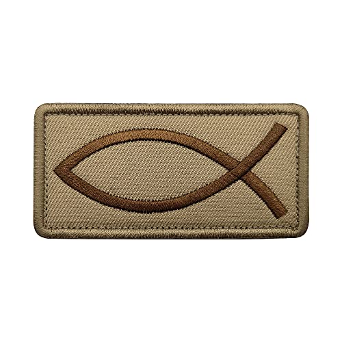 Aufnäher mit Aufschrift "Jesus Fish", christlicher Fisch, Ichthys, bestickt, taktische Moral, Applikation, Klettverschluss, Gelb von ALIPLUS