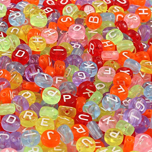 1000 Stück durchscheinende, bunte runde Acryl-Alphabet-Perlen, 4 x 7 mm, weiße Buchstaben A-Z, Perlen für Schmuckherstellung und DIY-Armbänder, Halsketten, Schlüsselanhänger 1000 Stück durchscheinende, bunte runde Acryl-Alphabet-Perlen, 4 x 7 mm, weiße Buchstaben A-Z, Perlen für Schmuckherstellung und DIY-Armbänder, Halsketten, Schlüsselanhänger von ALJXMNASFSS1