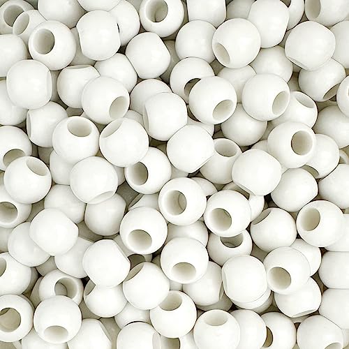Acrylperlen mit großem Loch, 10 mm, 4,8 mm Loch, Weiß, 400 Stück Acrylperlen mit großem Loch, 10 mm, 4,8 mm Loch, Weiß, 400 Stück von ALJXMNASFSS1