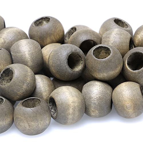 Graue Holzperlen für Makramee-Projekte, 9 mm, großes Loch, Makramee-Perlen für Bastelarbeiten, Girlanden, Heimdekoration, 50 Stück Graue Holzperlen für Makramee-Projekte, 9 mm, großes Loch, Makramee-Perlen für Bastelarbeiten, Girlanden, Heimdekoration, 50 Stück von ALJXMNASFSS1