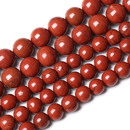 Natürliche chinesische rote Jaspisperlen, rund, lose Perlen für Schmuckherstellung, Armband, Halskette, 38,1 cm, Energiestein, Heilkraft (6 mm, chinesischer roter Jaspis), 60 Stück von ALJXMNASFSS1