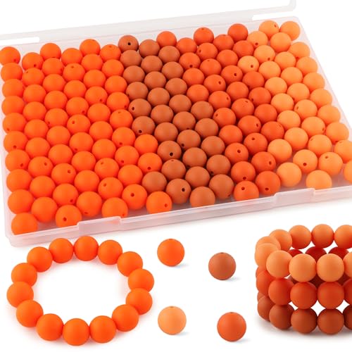 Silikonperlen, 12 mm, gemischte Farben, für Schlüsselanhänger, 12 mm Silikonperlen für Stifte und Armbänder, Orange, 160 Stück Silikonperlen, 12 mm, gemischte Farben, für Schlüsselanhänger, 12 mm Silikonperlen für Stifte und Armbänder, Orange, 160 Stück von ALJXMNASFSS1