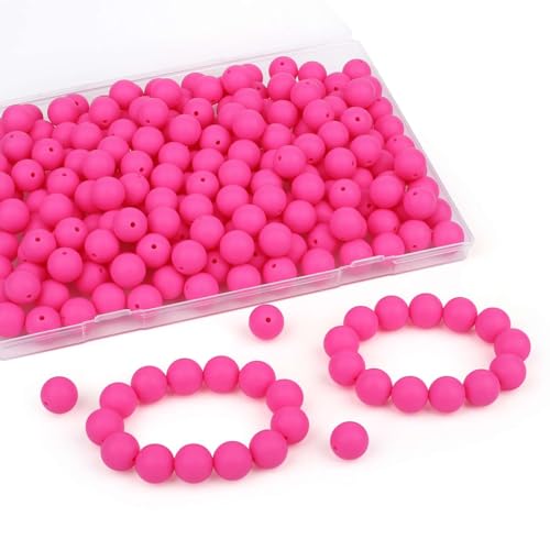 Silikonperlen für Armbänder, Halsketten, 15 mm, Hot Pink, 120 Stück von ALJXMNASFSS1