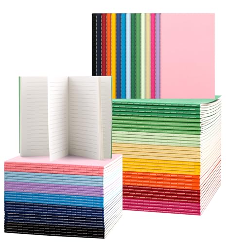 Mini-Notizbücher, bunt, liniert, Großpackung, kleine Notizbücher, 3,5 x 5,5, 30 Blatt/60 Seiten, Mini-Notizbücher für Kinder, Reisende, Studenten, Schulbedarf (liniert, 60 Stück, 15 Farben) von ALKALO