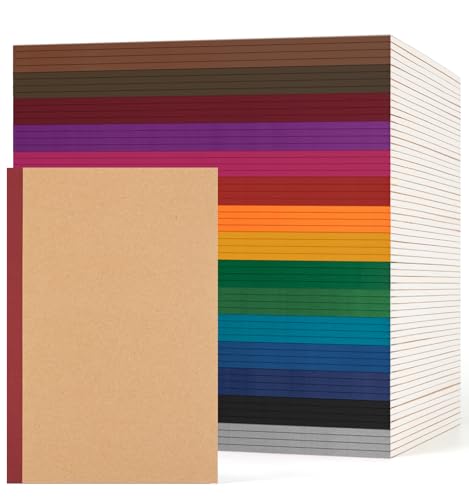 Notizbuch, A5, liniert, College-Notizbuch, Krafteinband mit Vintage-Rücken, 21,1 x 14 cm, 15 Farben, 60 Seiten, für Schule, Büro, Reisen, 60 Stück, 60 Stück Notizbuch, A5, liniert, College-Notizbuch, Krafteinband mit Vintage-Rücken, 21,1 x 14 cm, 15 Farben, 60 Seiten, für Schule, Büro, Reisen, 60 Stück, 60 Stück von ALKALO