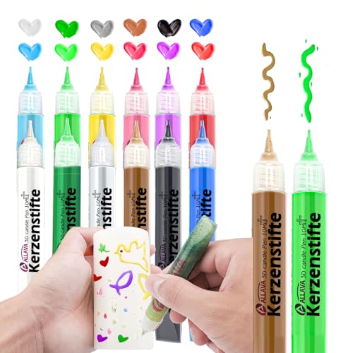 ALLAVA 12 Stück Kerzenstifte, Kerzen Bemalen Set 10ml Wachsstifte für Kerzen, Taufkerze Selber Machen Set, Candle Pen Kerzenfarbe Kerzenpen, Ideal zum Kerzen Dekorieren & Gestalten (Kristallkleber) ALLAVA 12 Stück Kerzenstifte, Kerzen Bemalen Set 10ml Wachsstifte für Kerzen, Taufkerze Selber Machen Set, Candle Pen Kerzenfarbe Kerzenpen, Ideal zum Kerzen Dekorieren & Gestalten (Kristallkleber) von ALLAVA